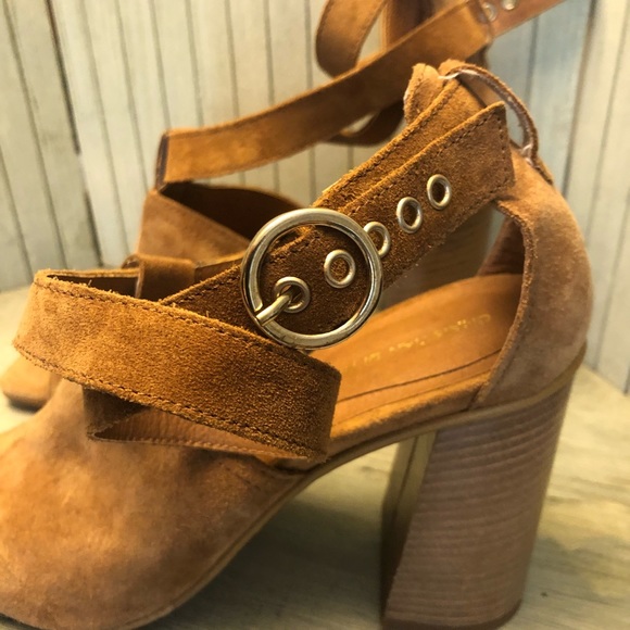 NWT Christian Di Riccio Brown Suede Black Heel Double Ankle Strap Heels 38 - Picture 6 of 11